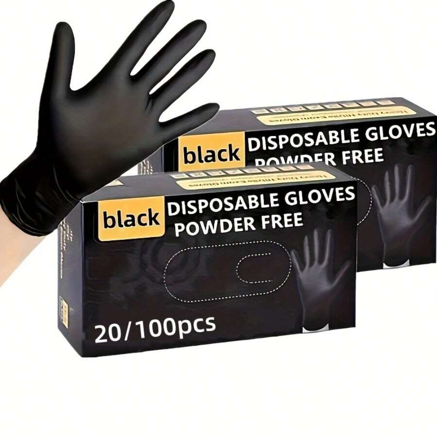 20/100pcs Nitrile Gloves, Cleaning Gloves, Dishwashing Gloves, Household Cleaning Gloves, Disposable Nitrile Gloves, Black Gloves  Disposable Nitrile Gloves Household Nitrile Gloves  Powder-Free Nitrile Gloves Touchscreen Compatible Gloves