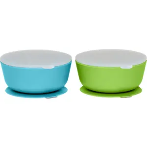 Weesprout Suction Bowls for Baby & Toddlers, 100% Silicone with Plastic Lid, 12 oz, Set of 2