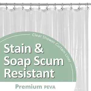 Barossa Design Plastic Shower Liner Clear - Premium PEVA Shower Curtain Liner with Rustproof Grommets and 3 Magnets, Waterproof Cute Lightweight Standard Size Bathroom Curtains - Clear