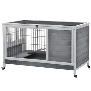 portable movable desktop pet living habitat easy clean slide out tray safe painted frame for single rabbit guinea pig