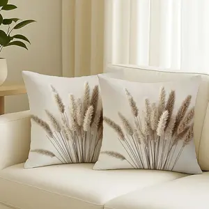 2 Piece Set 2D Flat Print Creative Invisible Zipper Design, Nature Plant Print Pillow Cover, Bedroom Bed Head Decorative Cushion Case, Bedroom Decoration