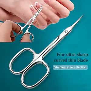 Curved Scissors for Precision Grooming, Light Beige Design for Nail and Eyebrow Care