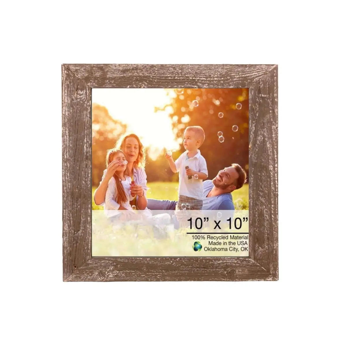 212 MAIN 10x10 in Square Natural Wooden Photo Frame - Distressed Rustic Farmhouse Brown, Handmade Home Decor & Room Decor Accessory for Tabletop Mount, Hanging Display