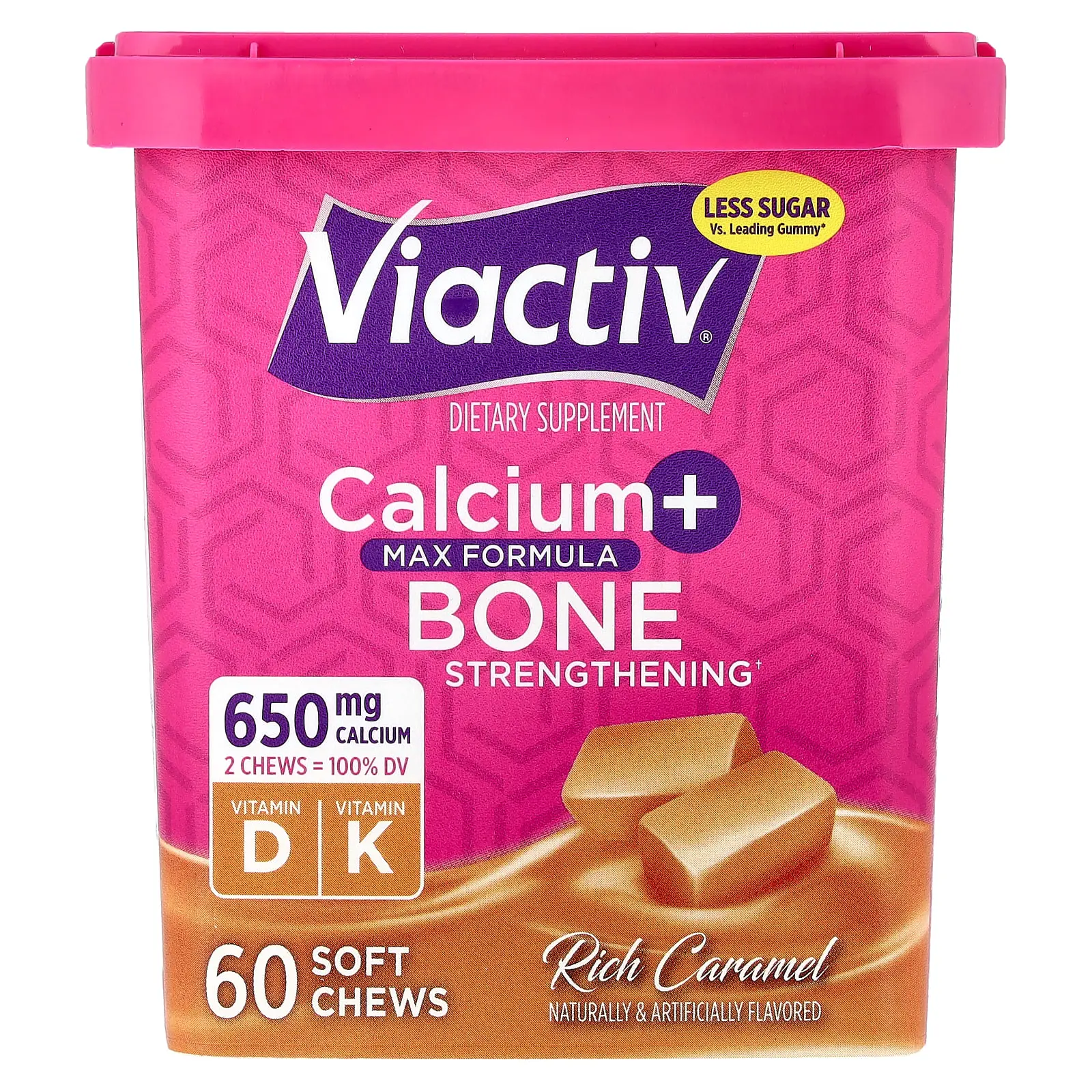 Viactiv Calcium + Bone Strengthening, Max Formula, Rich Caramel, 60 Soft Chews
