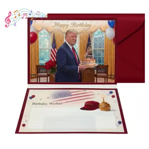 Donald Trump Talking Birthday Card with National Anthem Music & Presidential Desk Interior Large 5x7 Musical Greeting Card for Dad Grandpa & Men Make Birthdays Great Again