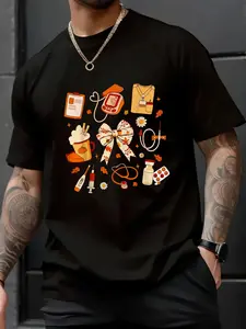 100% Cotton Unisex Thankful Nurse Fall Stethoscope Coquette Bow Thanksgiving T-Shirt，Thanksgiving Family Turkey Pumpkin Pattern T-shirt