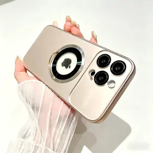 2 Pack Champagne Gold MagSafe Compatible Phone Case for iPhone 16/17 Pro Max, Shockproof Electroplated Case with Integrated Large Camera Protector, Anti-Fingerprint Metallic Aesthetic Cover, Premium Magnetic Case for Women Men,