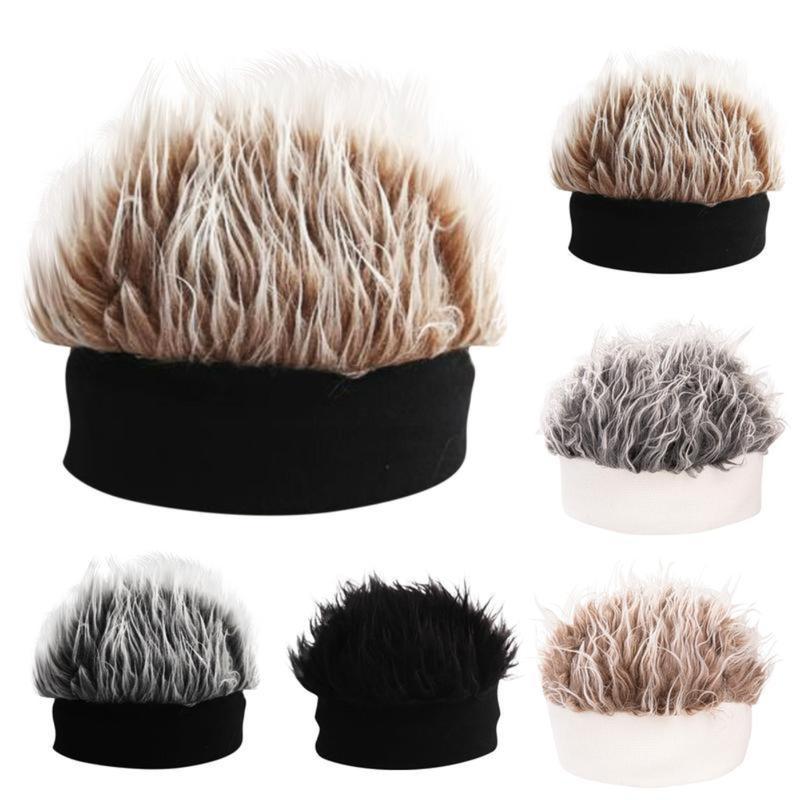 2026 new Hat Handsome Simulation Wig Short Hair Retro Hip Hop Spoon Sugar Free Melon Skin Black Gang Landlord Party Favours 2025 New