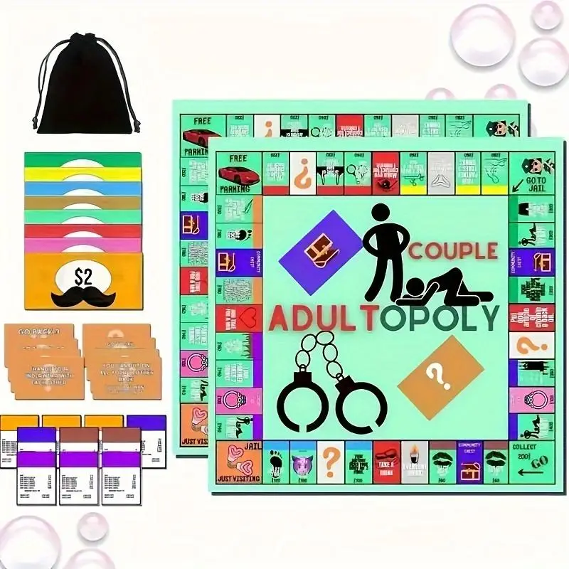 Dult Adult Opoly Board Game for Couples, Featuring Game Cards and Props for Date Night Ideas Interactive Romantic Entertainment Fun
