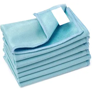 6 Pack Glass Cleaning Cloth Microfiber Cleaning Cloth for Window Eyeglass  Windshields Mirrors and Stainless Steel (Blue)