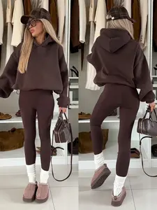 Women's Solid Color Loose Fit Adjustable Drawstring Hoodie Sweatshirt, Fall & Winter Casual Streetwear Long Sleeve Pullover