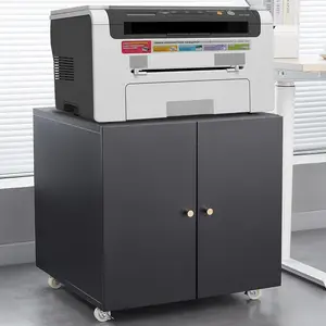 Printer Stand with Storage, Copier Printer Cabinet with 2 Doors Mobile Steel File Cabinet Rolling Storage Cabinet on Wheels for Home Office