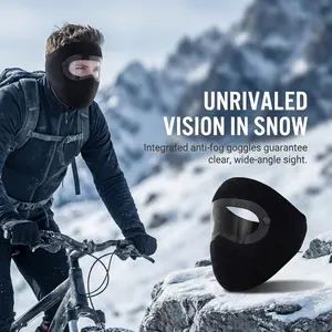 Buy One Get One Winter Windproof Face Mask with Detachable Goggles, Thick Fleece-Lined Full Face Balaclava for Men & Women, Cold Weather Protection for Cycling, Motorcycling, Skiing and Outdoor Sports (Pink, Black)
