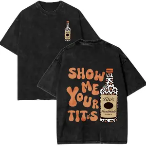 Show Me Your Titos Graphic Tee Vintage Washed Vodka T Shirt Retro Distressed Short Sleeve Casual Streetwear Leopard Print Bottle Shirt Summer Fashion Top Relaxed Fit Crew Neck Unisex Tee for Party Lovers