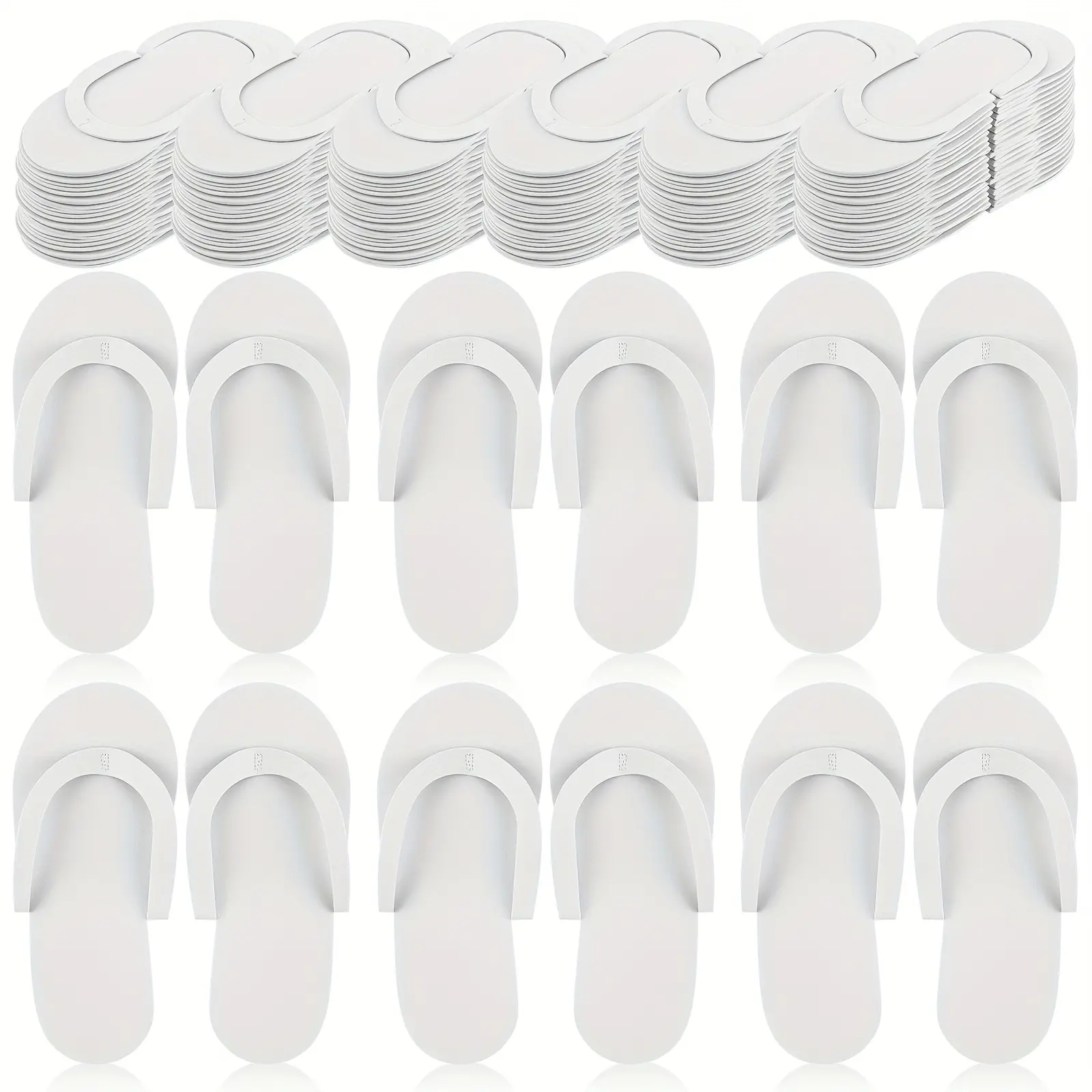 Bulk Disposable Flip Flops (Flipflop) - 48 Pairs Individual White Slip-On Footwear, Soft & Lightweight for Spa Pedicure Salons, Hotel Guests, Shoe, Slipper