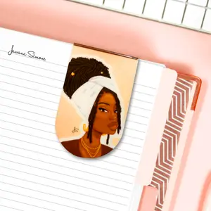 Zaria Magnetic Bookmark - Beautifully Illustrated Two-Sided Design for Books Notebooks Planners Journals 2" Tall Folded Size Cardstock Paper Laminated One Side