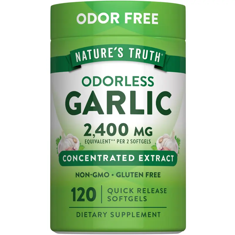 Nature's Truth Odorless Garlic 2400 mg - 120 Softgels - Concentrated Extract - Non-GMO, Gluten Free Supplement