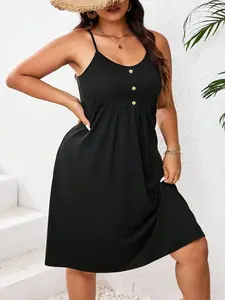 Plus Size Women's Sleeveless Dress, Casual, Boho Style, All over Print, Fitted Design, Perfect for Daily Wear, Comfortable and Stylish
