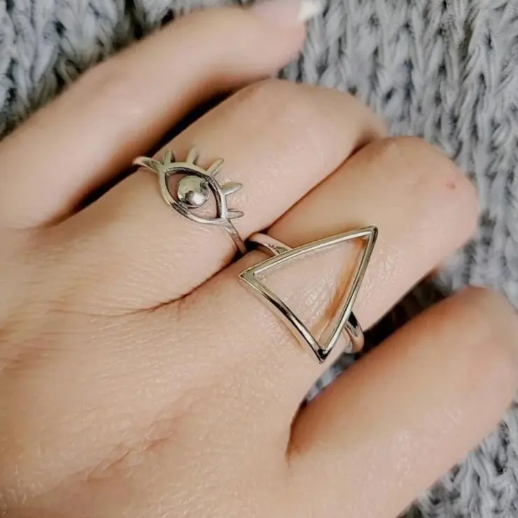 Sterling Silver 925 Triangle Ring, Slice of Life Ring, 925 Stamped, Non Tarnish Jewelry