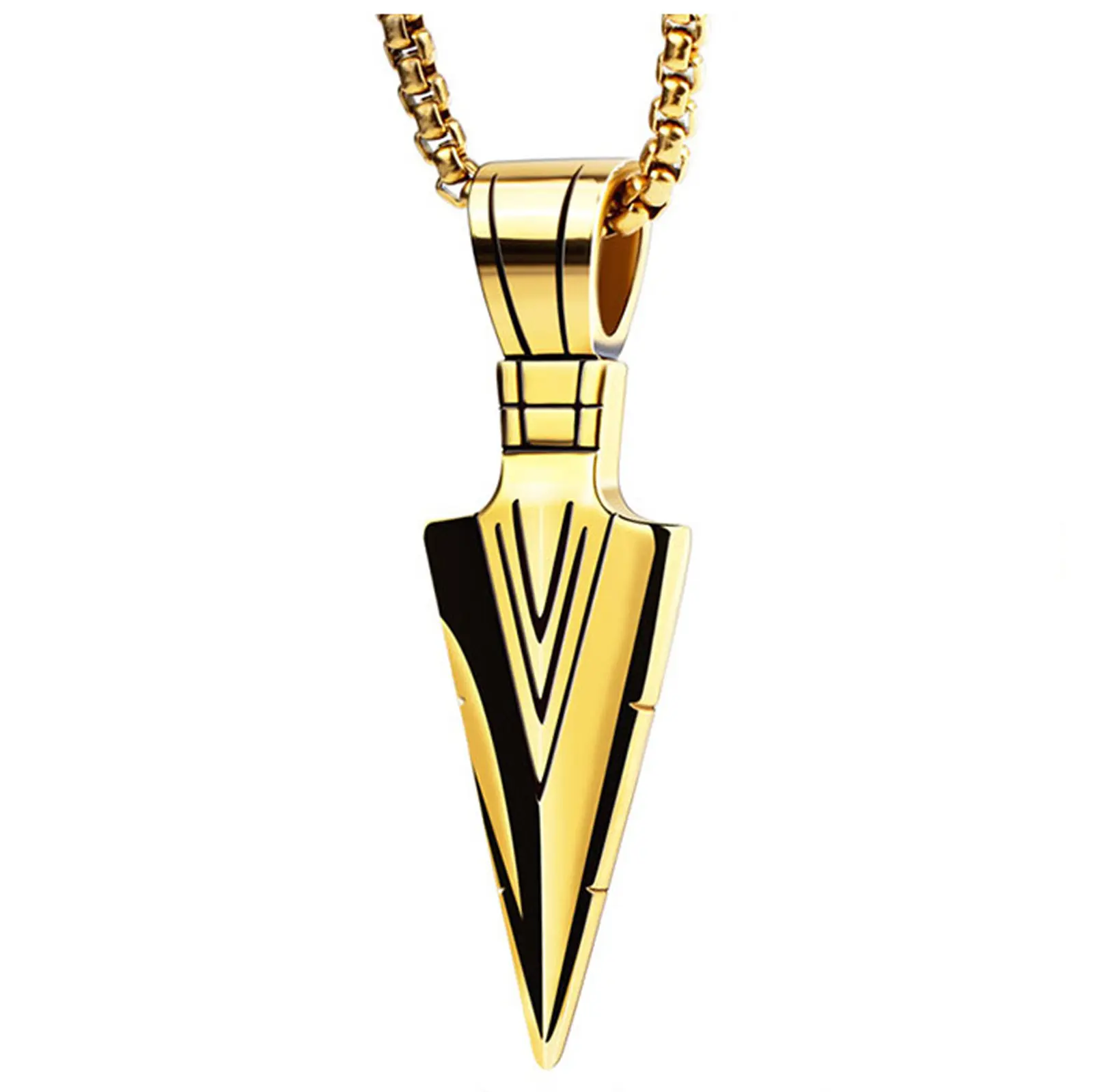 Pharaoh's Spear Arrow Titanium Steel Necklace Men's Trendsetter Domineering Clavicle Chain Personalized Pendant Hip Hop Sweater Chain Daily Fashion