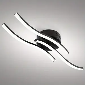Line Wall Light, Assembled, 2/3 LED Strips, Wavy Line, Aluminum & Silicone, Light, Entryway, Hallway, Indoor Decor Lighting