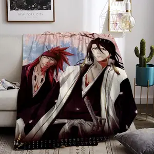 anime B-BLEACH Throw Flannel All Weather Blanket Kneeling Blankets Fluffy Warm Winter Blanket Blankets on Offer Home Knee Throw Wearing Microfiber