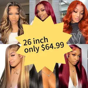 TU【26Inch Only $64.99】13x4 Body Wave & Straight & Jerry Curly Wig LaceFront Wigs Human Hair Lace Frontal Wig for Women 180% Density Wigs