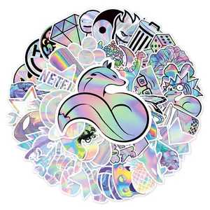 [24h to ship] 50 pieces Laser Creative Art graffiti sticker,Y2K Dopamine sticker, cute animal sticker, phone case sticker Art Millennial style DIY hand account Guka computer sticker decoration waterproof