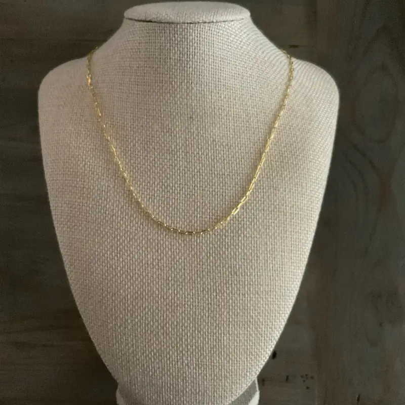 18” 18k Gold Plated over Sterling Silver Dainty Paperclip adjustable chain