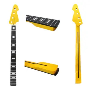 21 Fret 34 Inch Bass Guitar Neck Yellow Paint Rosewood Fretboard Block Inlay