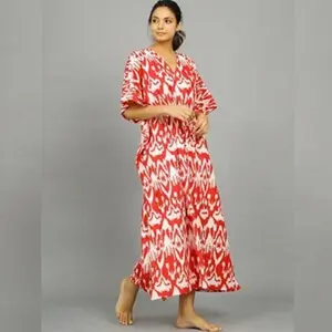Hand Block-Print Cotton Kaftan