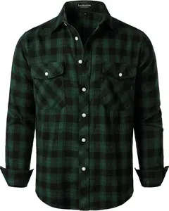 Men's Regular Fit Long Sleeve Button Down Plaid Flannel Shirt with Pocket - Soft Cotton Casual Wear Comfortable Style for Daily Use