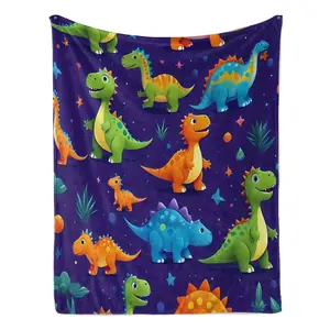 Cartoon Dinosaur Pattern Blanket Count Soft Comfortable Throw Blanket Warm Napping Blanket for Home Office Travel Gift for All Seasons Bedroom Decor Warm Cozy Blanket Comfortable Warm Blanket Multifunctional Print Flannel Blanket