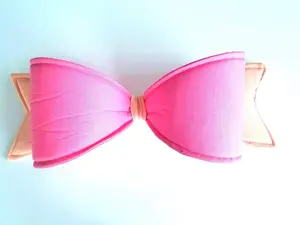 Pink Peach Fabric Wired Bow