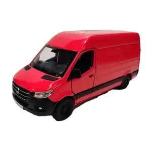 KINSMART 1:48 Scale Mercedes-Benz Sprinter Red Die Cast Metal Model with Openable Doors and Pull Back Action 5 Inches Long