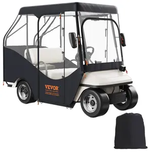 VEVOR Golf Cart Enclosure, 420D Polyester Driving Enclosure with 4-Sided Transparent Windows, 4 Passenger Club Car Covers for 2+2 Passenger Golf Carts, Sunproof and Dustproof Outdoor Cart Cover