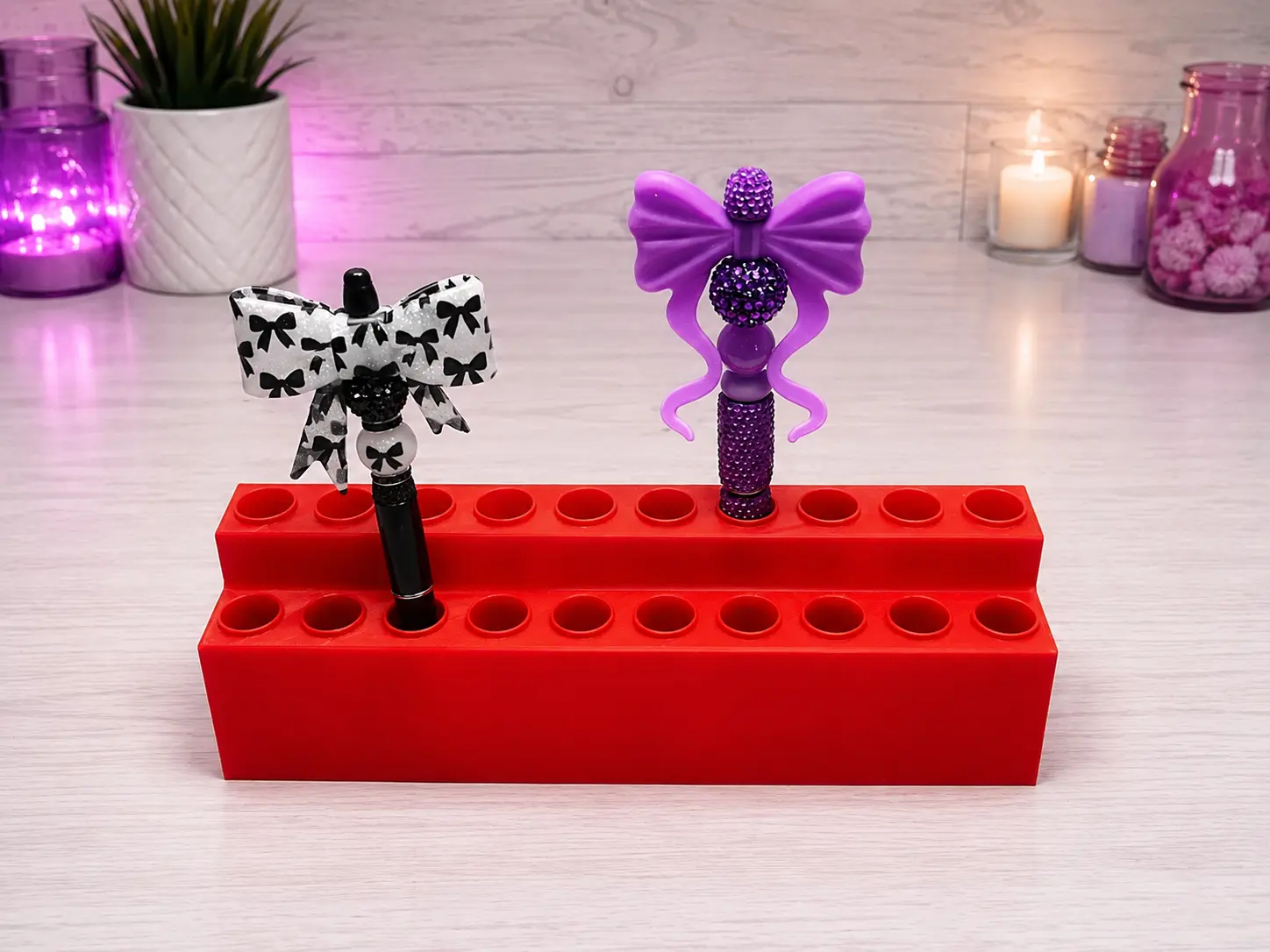 2-Tier Pen Display Stand | 20 Pen Holder | 16mm Holes | Regular & Rhinestone Pens