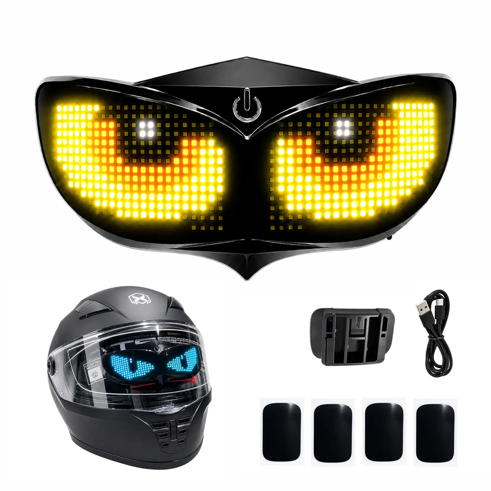 Quplavo LED Flex Light Panel - 5V DIY Multi-Color Devil Eye Helmet Display, RGB Anim & Smart APP Control, High-Bright Waterproof Silicone Board for Night Ride, Party, Cosplay & Decor, Durable Flex Univ Fit (25x10cm), 1 Piece Pack, Easy Install Helmets.