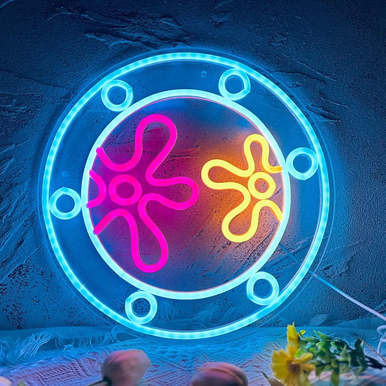 Ocean World Porthole LED Neon Light - USB-Powered Indoor Wall Decor, Cool & Whimsical Home Decor, Unique & Funky Room Accent, 13.3x13.3in Bedroom Light, Room Decor