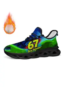 Kids Casual Sport Shoes, 67six Seven Print Pattern, Eva Sole, Lightweight Fleece Lined, Warm Shoes, Fall & Winter, Sports Training Shoes