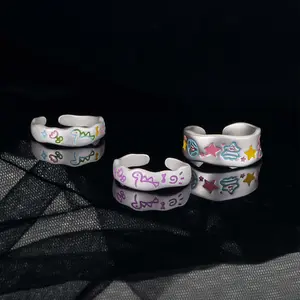 Women's Silver Adjustable Colorful Little Dinosaur Ring with Artificial Gemstone - Index Finger Jewelry, Adjustable Rings