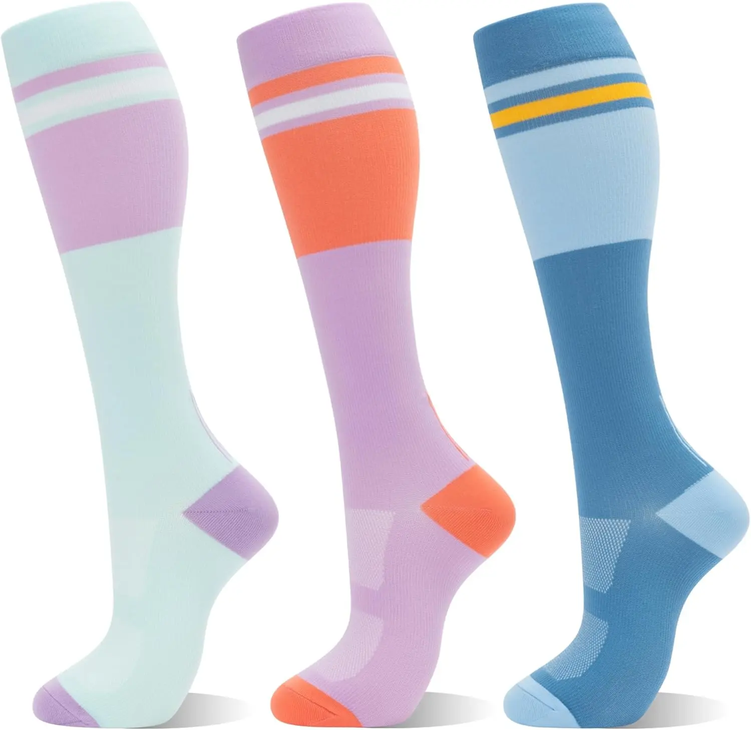 fenglaoda Compression Socks for Women Men 3 Pairs Graduated Compression Support Circulation Socks for Nurses