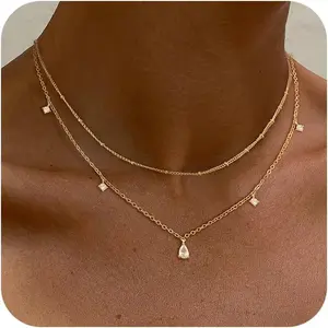Layered Necklaces For Women,Dainty Gold Plated Necklace Stack Prom Layering Necklaces For Women Trendy Chain Cross Choker Necklace Set Fashion Accessories