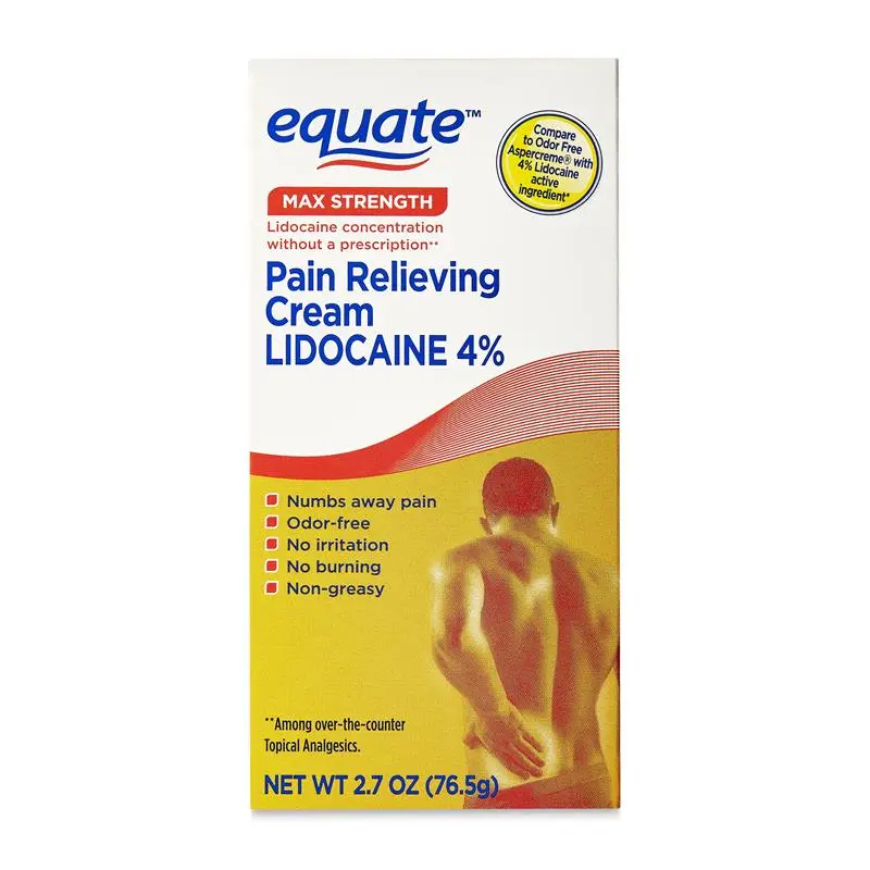 Equate Lidocaine Pain Relieving Cream 4% Lidocaine , 2.7 fl oz, Compare to Aspercreme Odor Free with 4% Lidocaine Active Ingredient