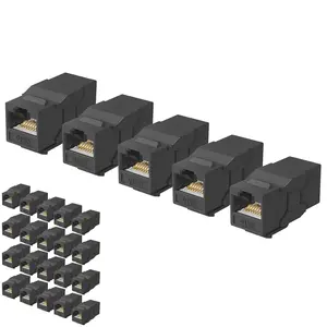 25Pack RJ45 Cat6 Keystone Couplers [UL Listed], Female to Female Inline Couplers, 10Gbps Patch  Extension, UTP Ethernet Lan Coupler, Cat6  Connector for Patch Panel, Wall Plate, Black