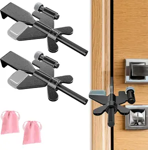 Pack Adjustable Portable Door Lock, Hotel Door Locks for Travelers Security, Prevent Unauthorized Entry, Door Stoppers Security for Travel Bedrooms Apartment Airbnb Dorm, with Silicone Caps