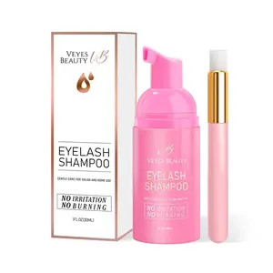VEYESBEAUTY Eyelash Shampoo Kit 30ml Travel Friendly Eyelas with Cleansing Brush, Gentle Lash Cleanser Remove Oil Makeup Residue for DIY & Professional Eyelash Extensions Daily Eye Hygiene Care