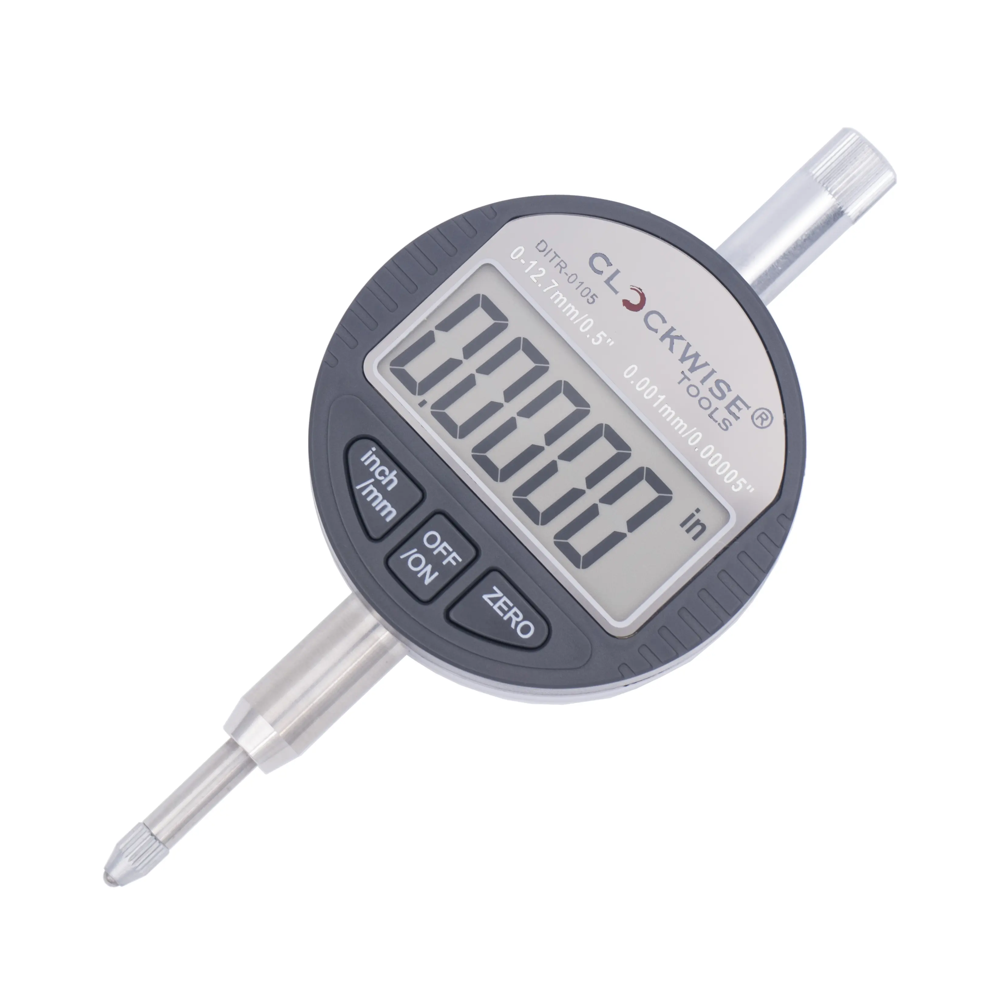 Clockwise Tools 0-0.5 Inch/12.7mm Digital Indicator, Inch and mm Conversion, 0.00005" Resolution