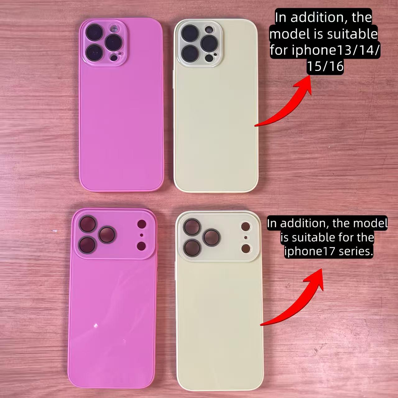 Luxury crystal texture mobile phone case, skin-feeling solid color mobile phone case suitable for iPhone17/16/15/14/13promax series, solid color mobile phone protective cover