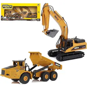 2Pcs Construction Vehicle Toys Dump Truck and Excavator Set Heavy Metal 1/50 Scale Digger and Dumper Diecast Engineering Vehicle Toys for Kids and Decoration House